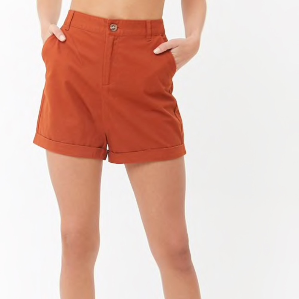 Orange high waisted shorts